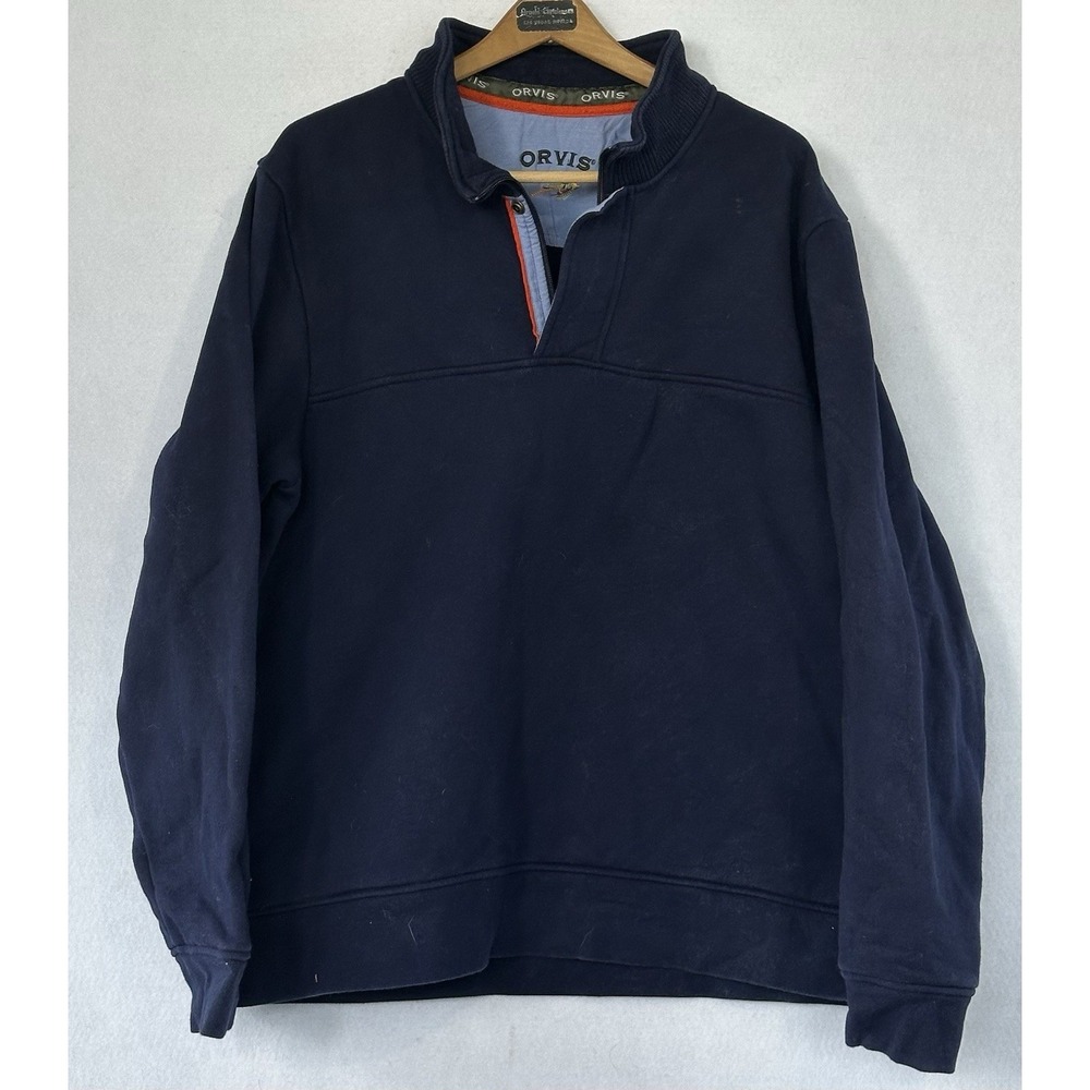 Orvis 1/4 Zip Sweatshirt Fleece Cozy Warm Outdoor Athleisure Blue Men's Sz XXL